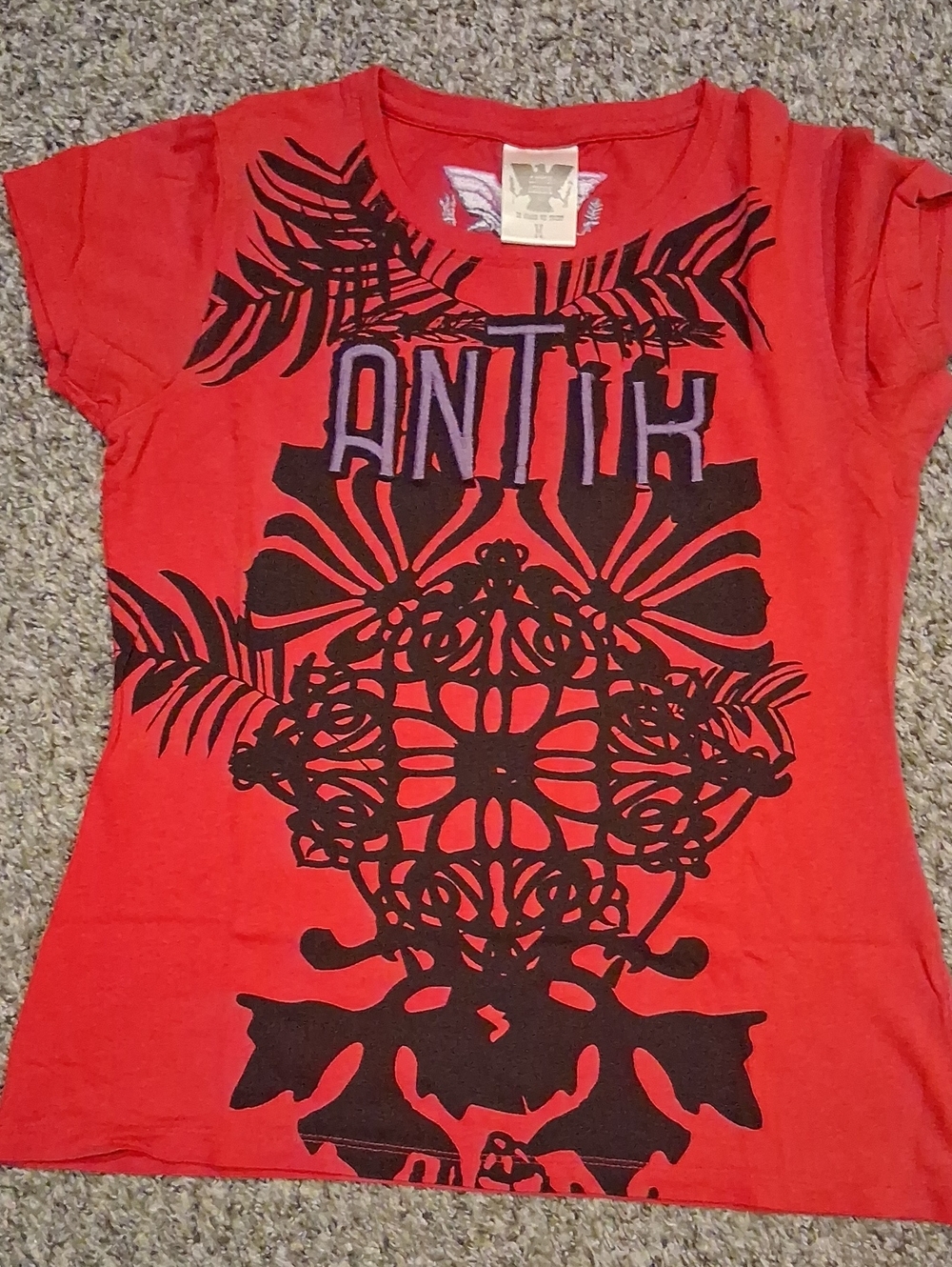 Antik Denim Red Tee with Black Graphic